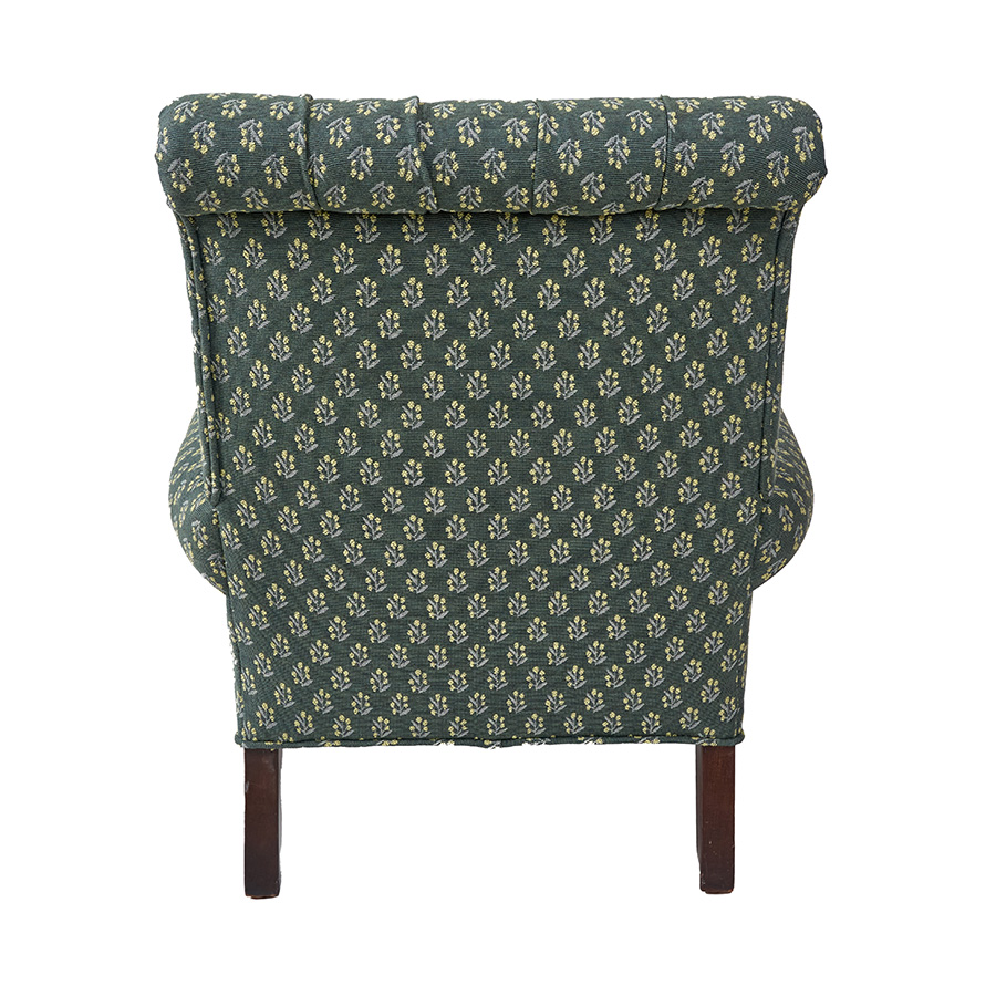 Pair of Tufted Arm Chairs Upholstered in Ferrick Mason Caroline Forest Woven - Image 5