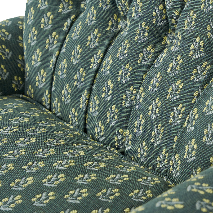 Pair of Tufted Arm Chairs Upholstered in Ferrick Mason Caroline Forest Woven - Image 9