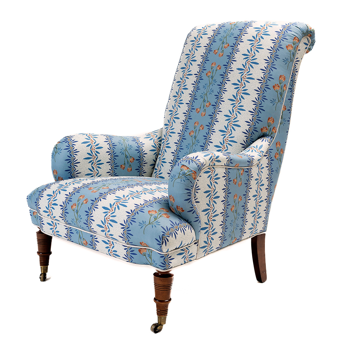 Ferrick Mason Upholstered Large Antique Chair With Casters